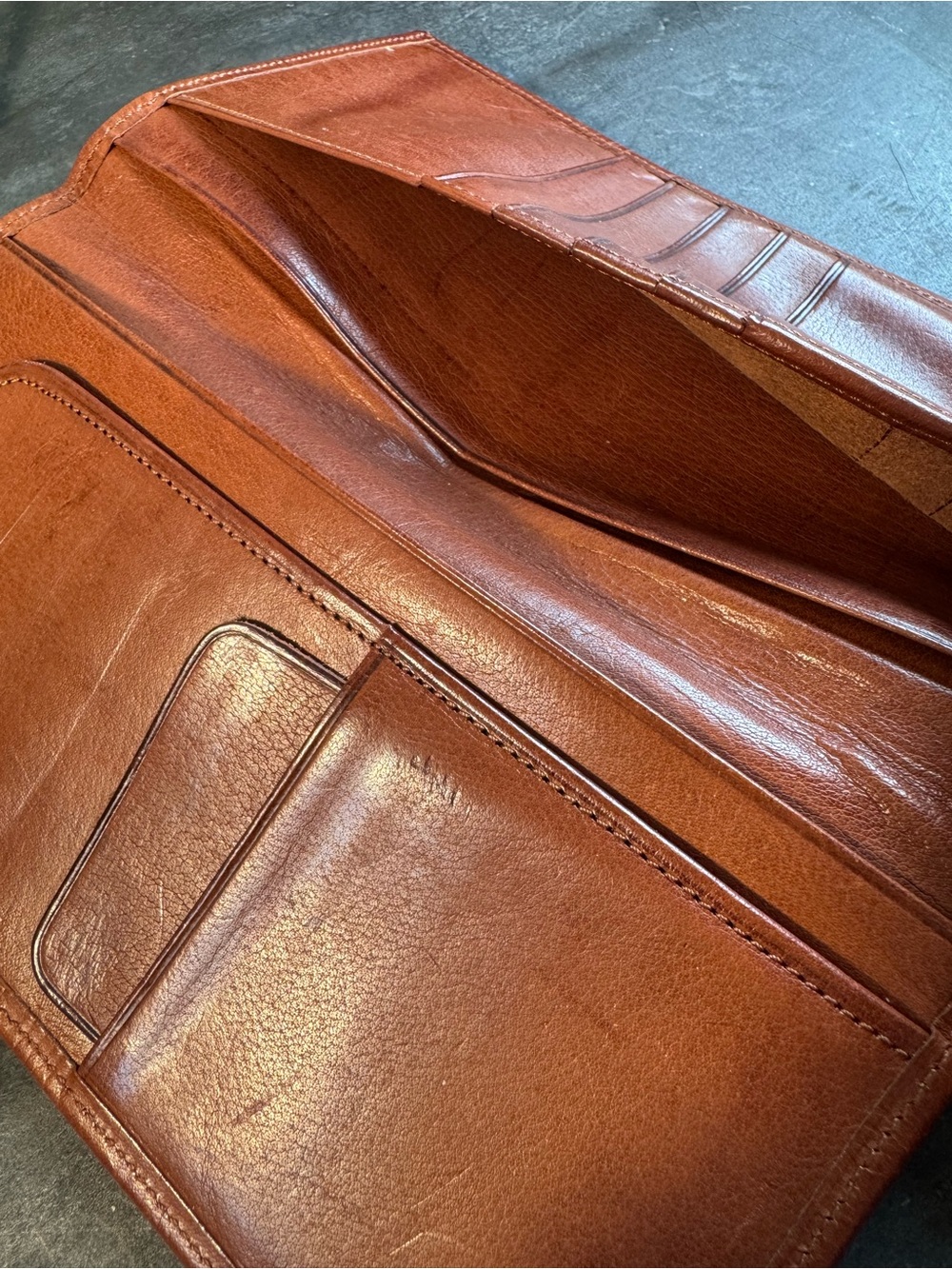 Vintage 1980s COACH Water Buffalo Hide Leather Long Wallet Unisex British Tan - Picture 5 of 9